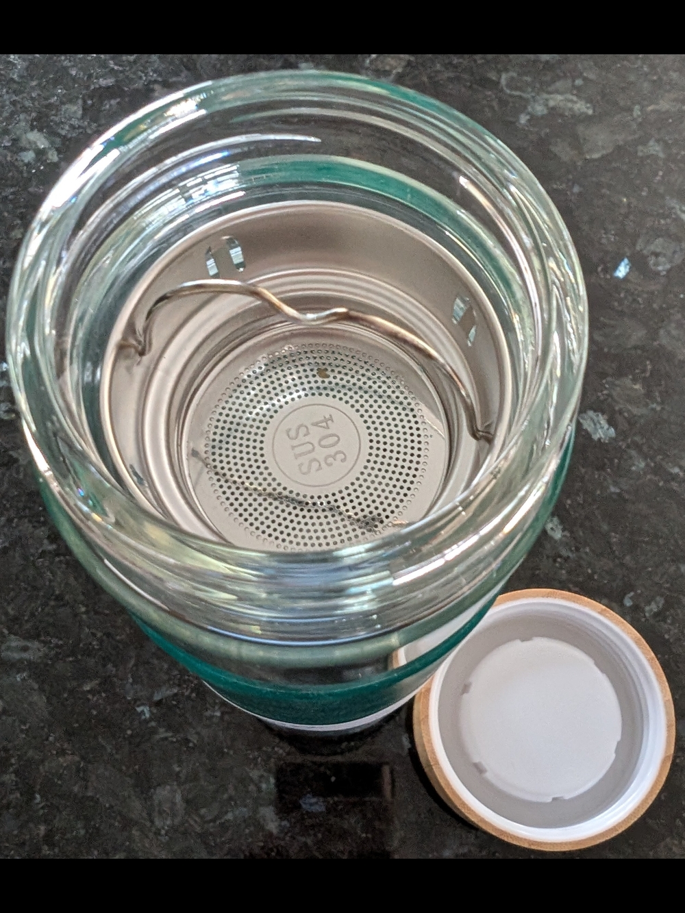 Citizen Teal Glass Infuser Bottle with Bamboo Lid - Picture 5 of 5
